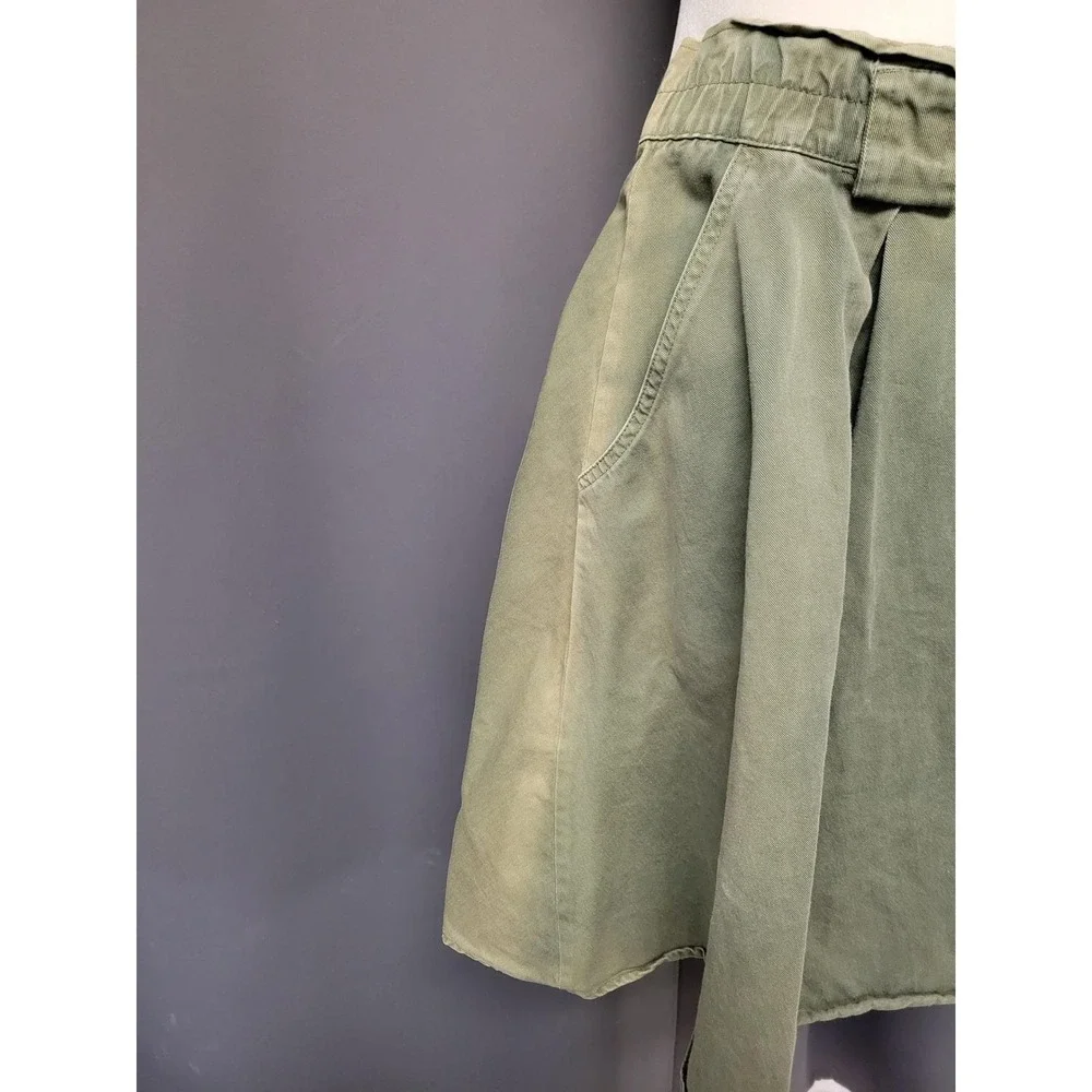 Airport Skirt Olive Green Vintage 90s Cotton Garment Dyed Cargo Utility Small - Picture 3 of 7